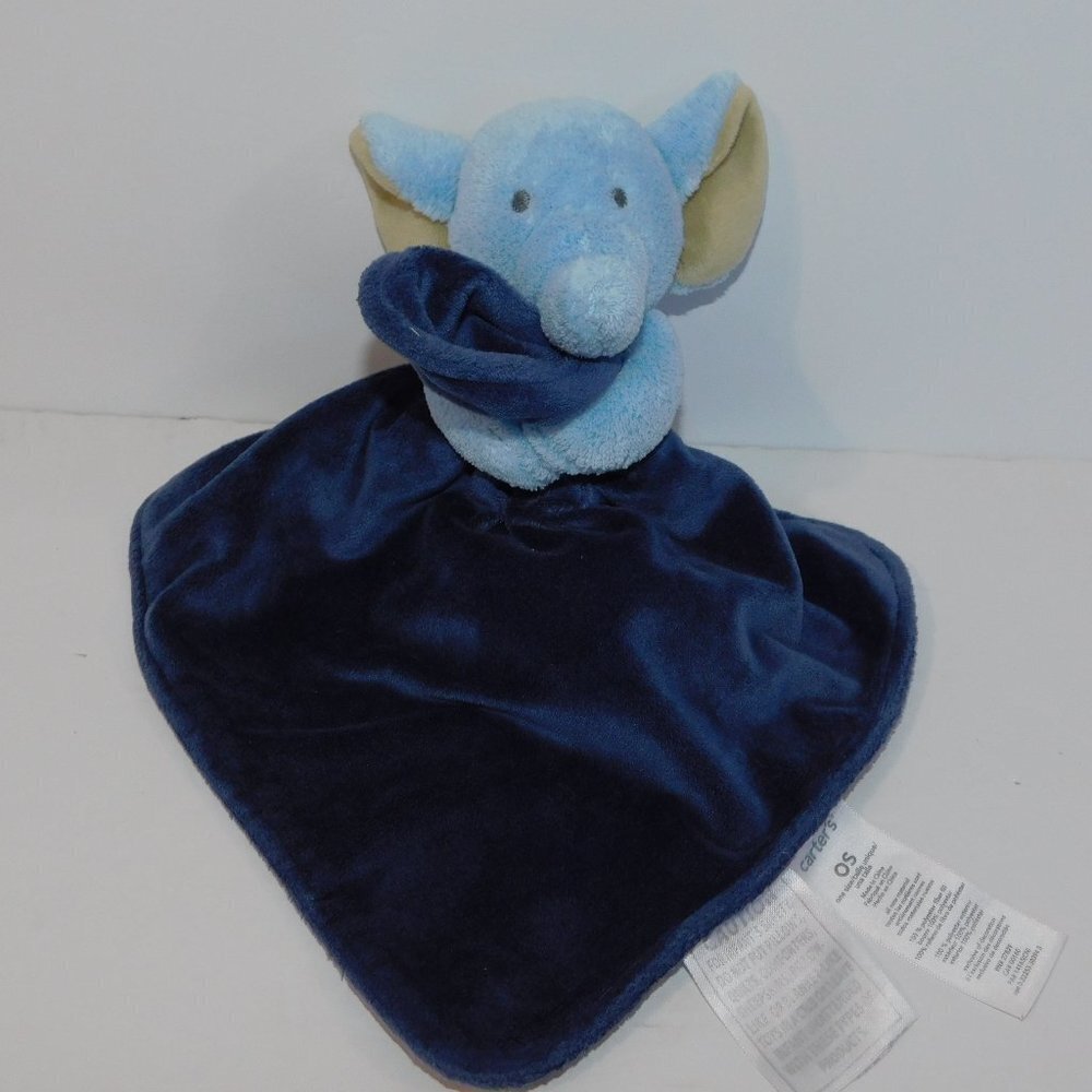Carters Blue Elephant Rattle Security Blanket Plush Baby Lovey nunu Soother 2013